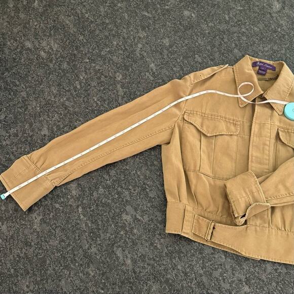 RALPH LAUREN COLLECTION GARRISON COTTON-LINEN JACKET IN MILITARY DRILL SZ 6 - Picture 12 of 14